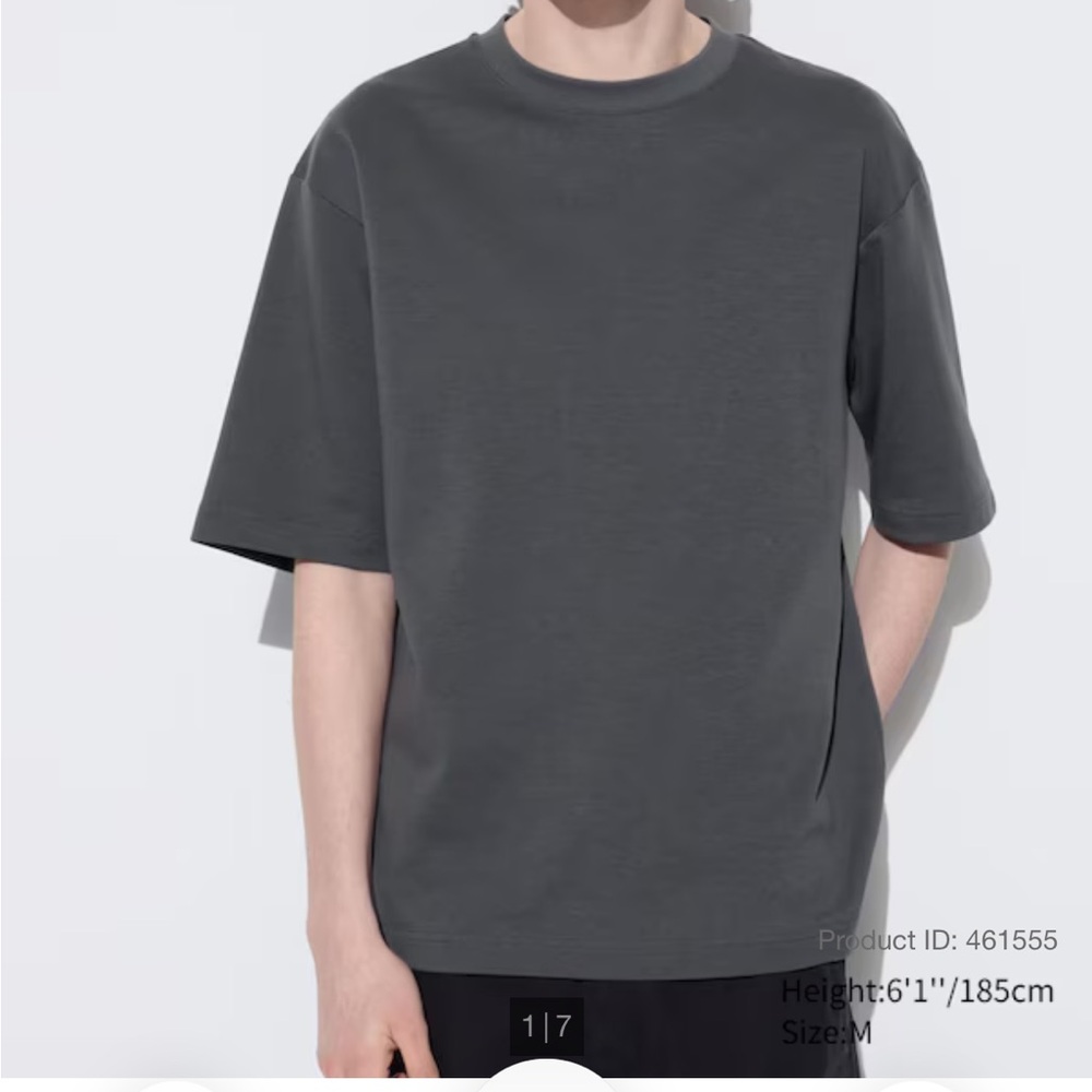 AIRism Cotton Oversized Crew Neck Half-Sleeve T-Shirt